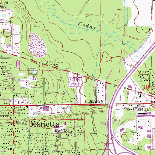 Topographic Map of Four Seasons Mobile Home Park, FL