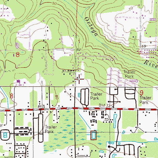 Topographic Map of Grazing Meadows Mobile Home Village, FL