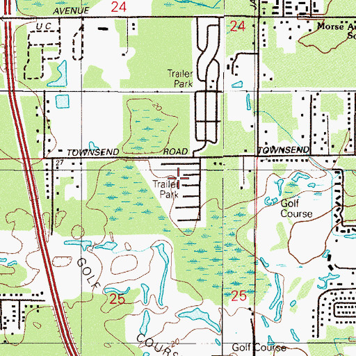 Topographic Map of Jamestown Estates Mobile Home Park, FL