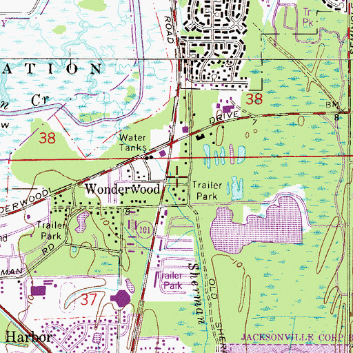 Topographic Map of Mayport Mobile Home Park, FL