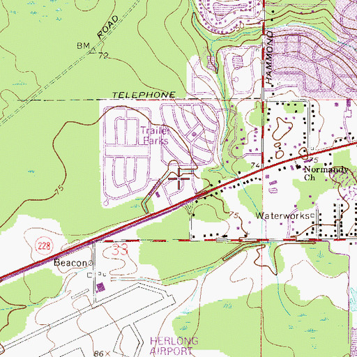 Topographic Map of Normandy Estates Mobile Home Community, FL