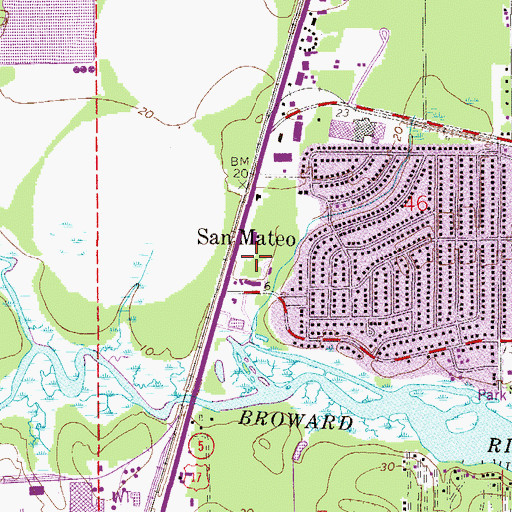 Topographic Map of Oaks Mobile Home Court, FL