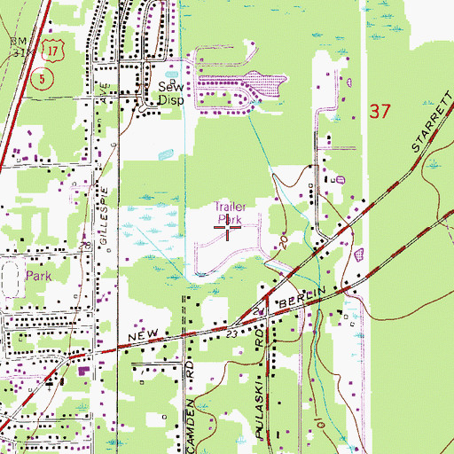 Topographic Map of Oceanway Village Mobile Home Park, FL