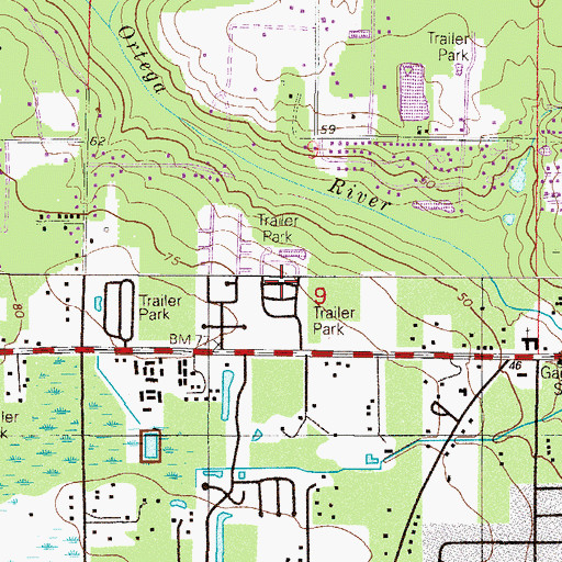Topographic Map of Park Ridge Mobile Home Park, FL