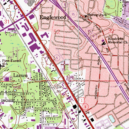 Topographic Map of Pine Oaks Mobile Home Park, FL