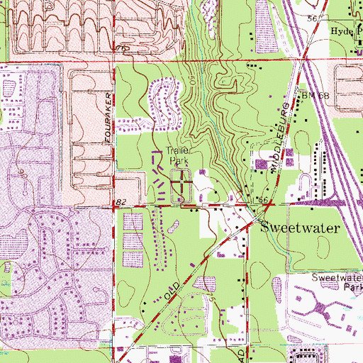 Topographic Map of Pine Villa Mobile Home Park, FL