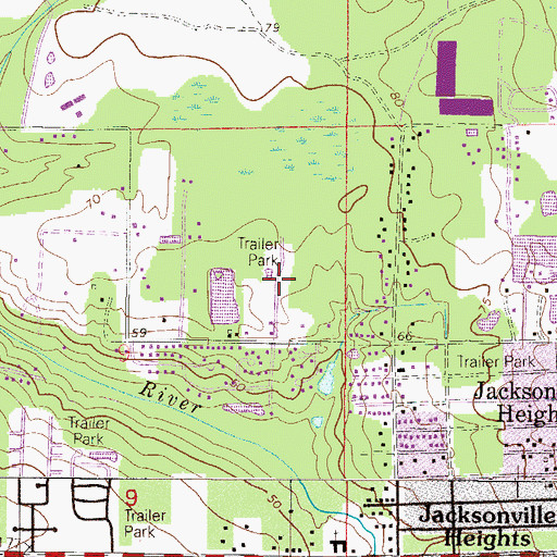 Topographic Map of Senior Citizens Mobile Home Terrace, FL