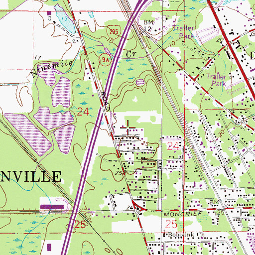 Topographic Map of Study Estates Mobile Home Park, FL