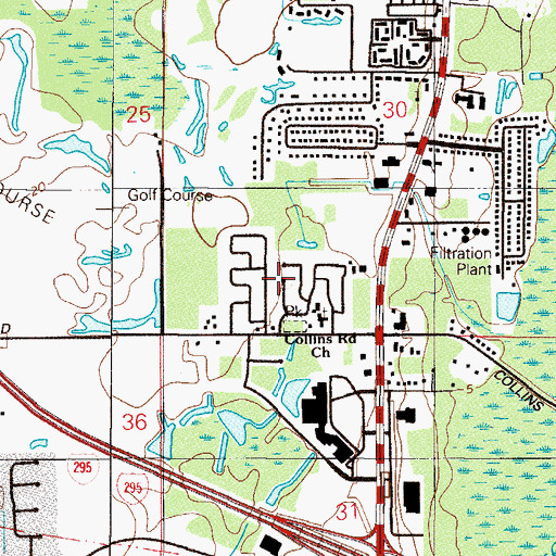 Topographic Map of Three Seasons Mobile Home Village, FL
