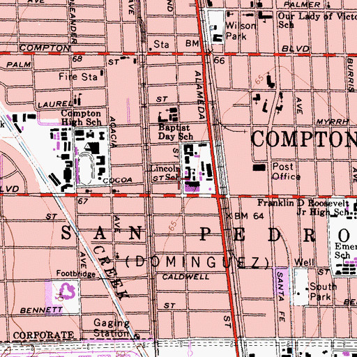 Topographic Map of Lincoln School, CA