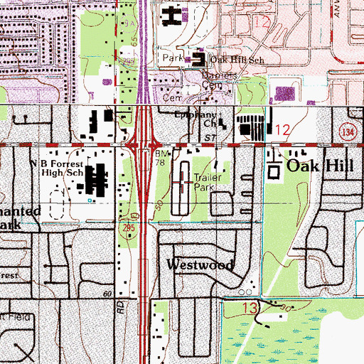 Topographic Map of Westport Mobile Home Park, FL
