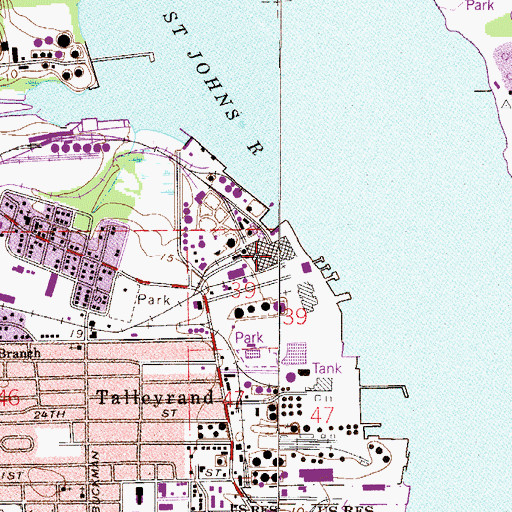 Topographic Map of J D Kennedy Power Plant, FL