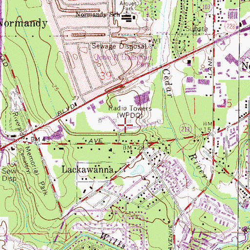 Topographic Map of WBWL - AM (Jacksonville), FL