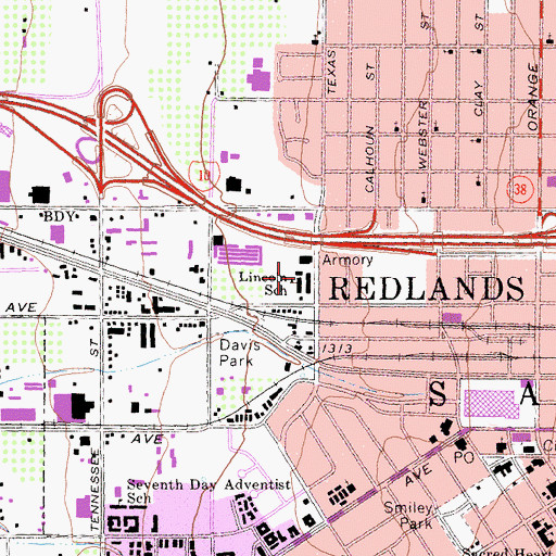 Topographic Map of Orangewood High School, CA