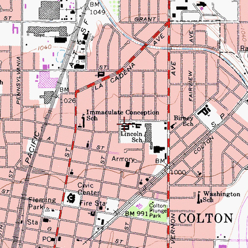 Topographic Map of Abraham Lincoln Elementary School, CA