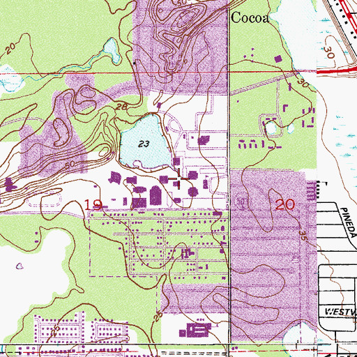 Topographic Map of Brevard Community College Cocoa Campus Dr Mary Cathryne Park Classroom Building, FL
