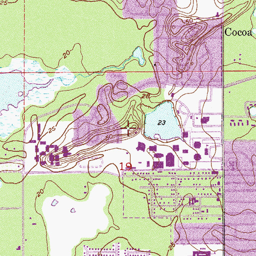 Topographic Map of Brevard Community College Cocoa Campus Foundation House, FL