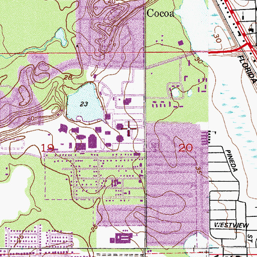 Topographic Map of Brevard Community College Cocoa Campus George Washington Carver Administration Building, FL
