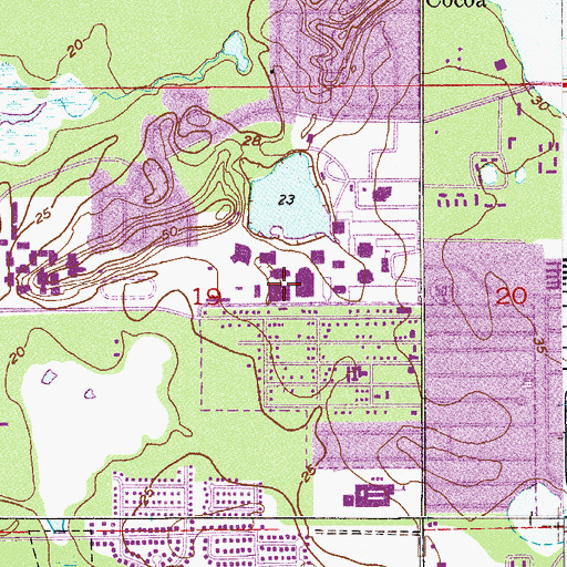 Topographic Map of Brevard Community College Cocoa Campus Industrial Building, FL