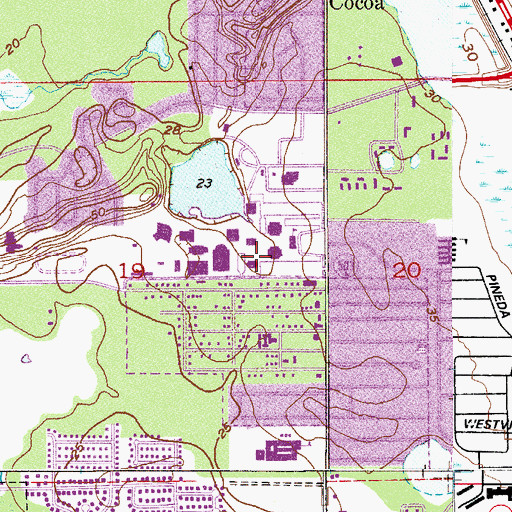 Topographic Map of Brevard Community College Cocoa Campus Irene H Burnett Science Building, FL