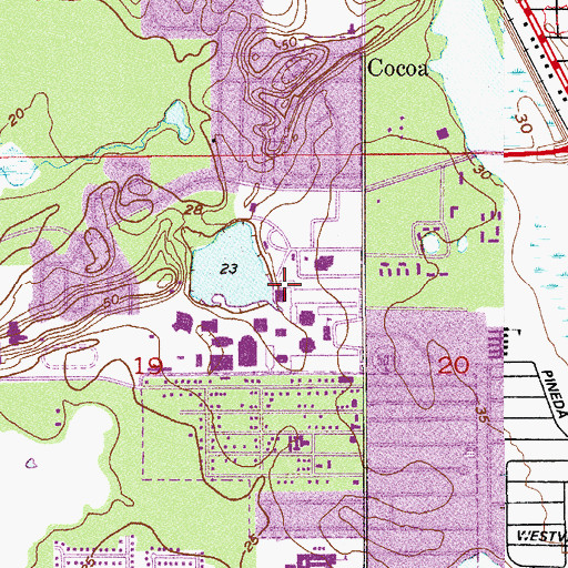 Topographic Map of Brevard Community College Cocoa Campus Ralph M Williams Student Center, FL