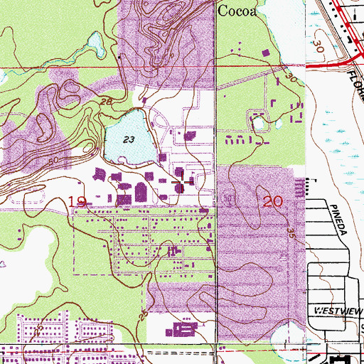 Topographic Map of Brevard Community College Cocoa Campus Rodney S Ketcham Business Center, FL