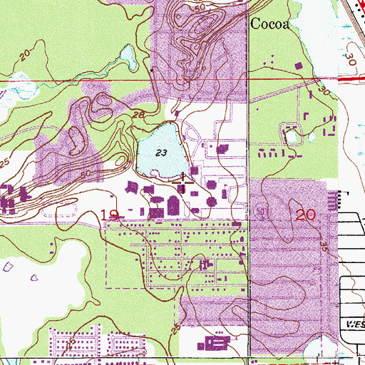 Topographic Map of Brevard Community College Cocoa Campus Roger W Dobson Building, FL