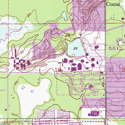 Topographic Map of Brevard Community College Cocoa Campus Veterinary Technology, FL