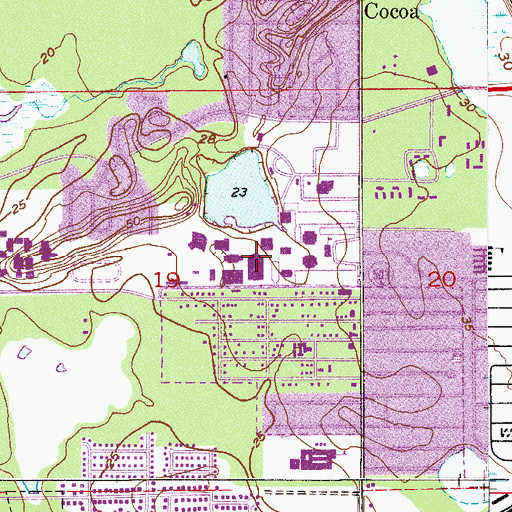 Topographic Map of Brevard Community College Cocoa Campus Vocational Building, FL