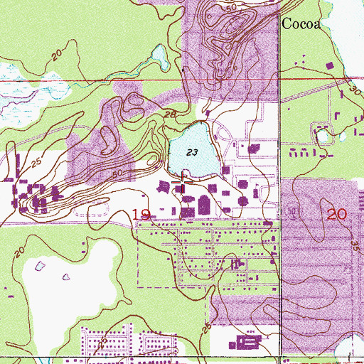 Topographic Map of Brevard Community College Cocoa Campus YMCA, FL