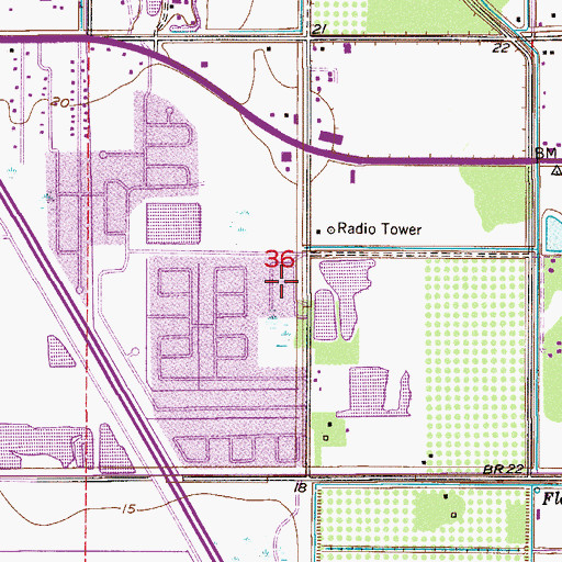 Topographic Map of Cocoa Point Park Mobile Home Park, FL