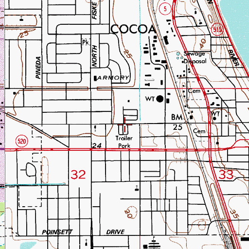 Topographic Map of Harbour Mobile Home Park, FL