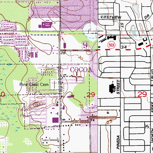 Topographic Map of Tropical Court Mobile Home Park, FL