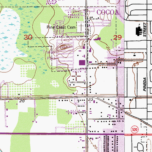 Topographic Map of Twin Oaks Park Mobile Home Park, FL