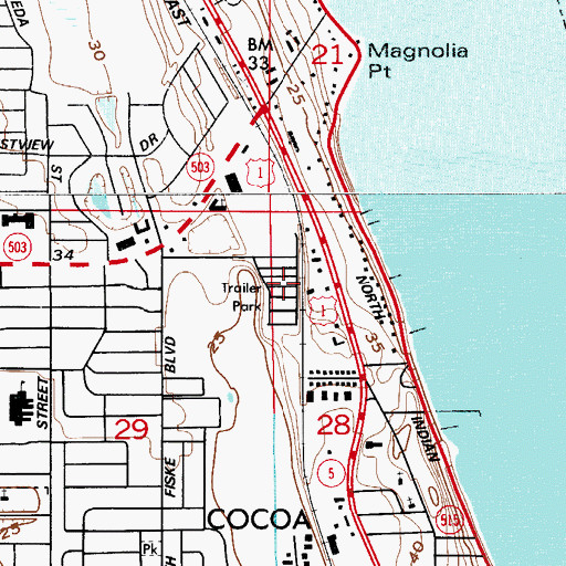 Topographic Map of Byrd Plaza Mobile Home Park, FL