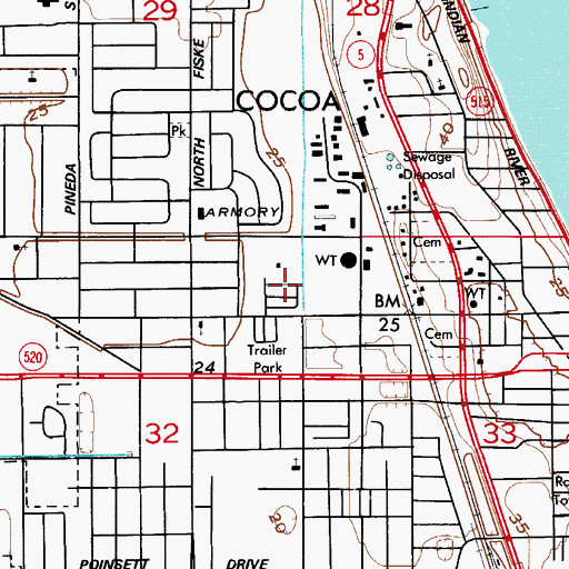 Topographic Map of Central Mobile Home Park, FL
