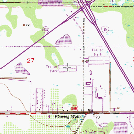Topographic Map of Cypress Strand Mobile Home Park, FL