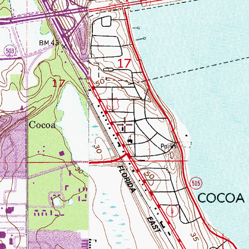 Topographic Map of Calvary Baptist Church, FL