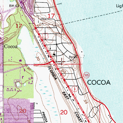 Topographic Map of Central Church of Christ, FL