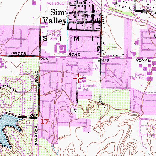 Topographic Map of Lincoln Elementary School, CA