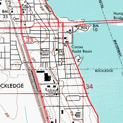 Topographic Map of First Baptist Church of Cocoa, FL
