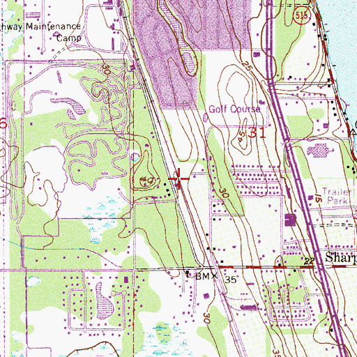 Topographic Map of Sharpes Church of God, FL