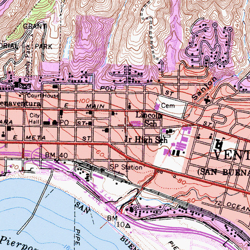 Topographic Map of Lincoln Elementary School, CA