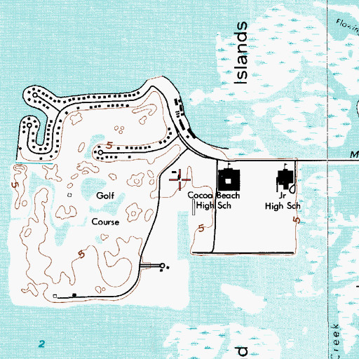 Topographic Map of Cocoa Beach Water Reclamation Facility, FL