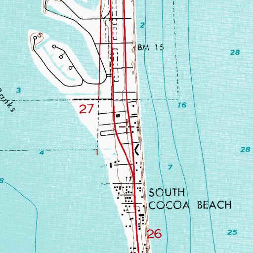 Topographic Map of Cocoa Beach Trailer Park, FL