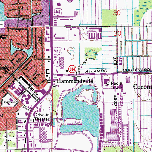 Topographic Map of Margate Post Office, FL