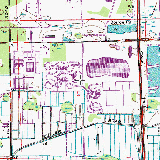 Topographic Map of Hometown Country Lakes Mobile Home Park, FL