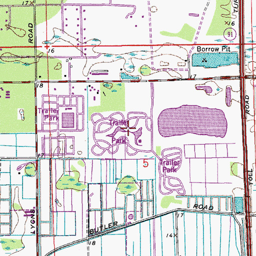 Topographic Map of Country Lakes Community Mobile Home Park, FL