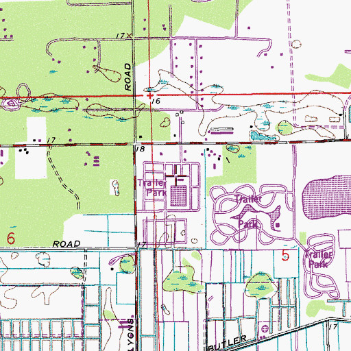 Topographic Map of Deerfield Lake Mobile Home Park, FL