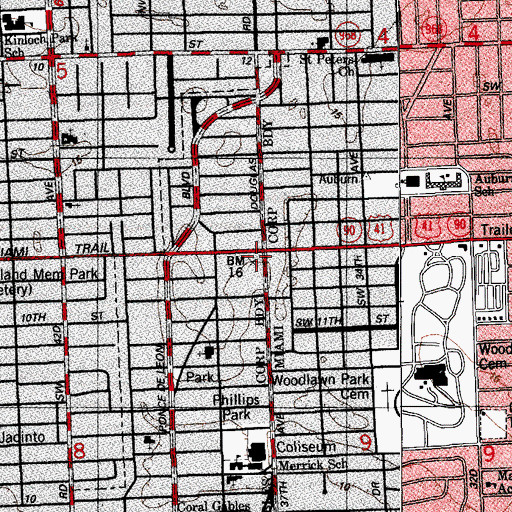 Topographic Map of Centro Cultural Espanol De Cooperacion Ibero Americana, FL